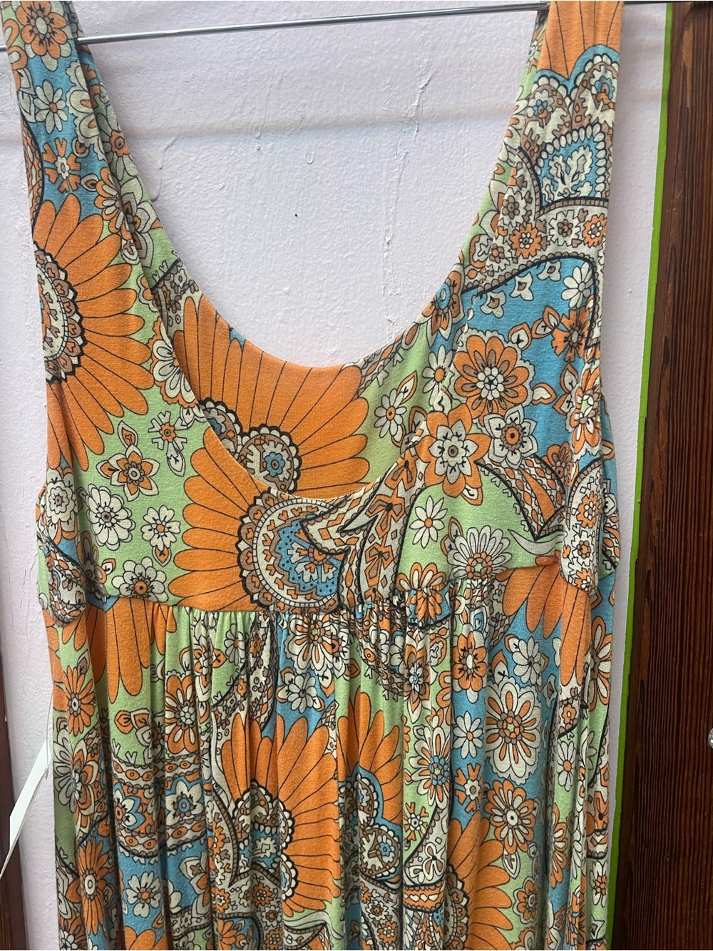 Betsey Johnson Orange and Aqua Floral Paisley Maxi Dress - Picture 10 of 10